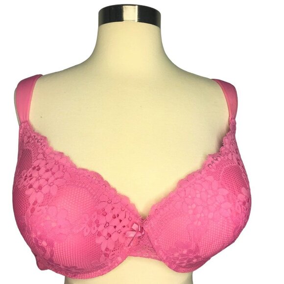 Laura Ashley Push Up Bra Women's Pink Size 40D Semi-Sheer Underwired Floral Lace - Picture 1 of 5